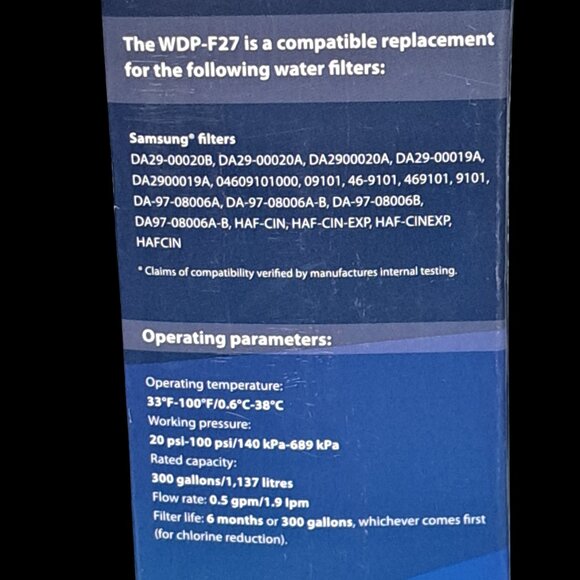 Waterdrop Plus WDP-F27 Refrigerator Water Filter (Samsung Compatible) 3 Filters - Picture 4 of 6